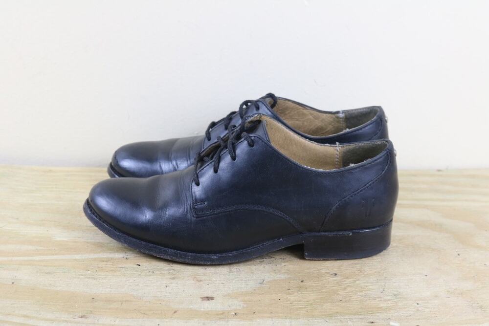 Frye Shoes Womens 6B Melissa Black Leather Lace Up Oxfords Mexico